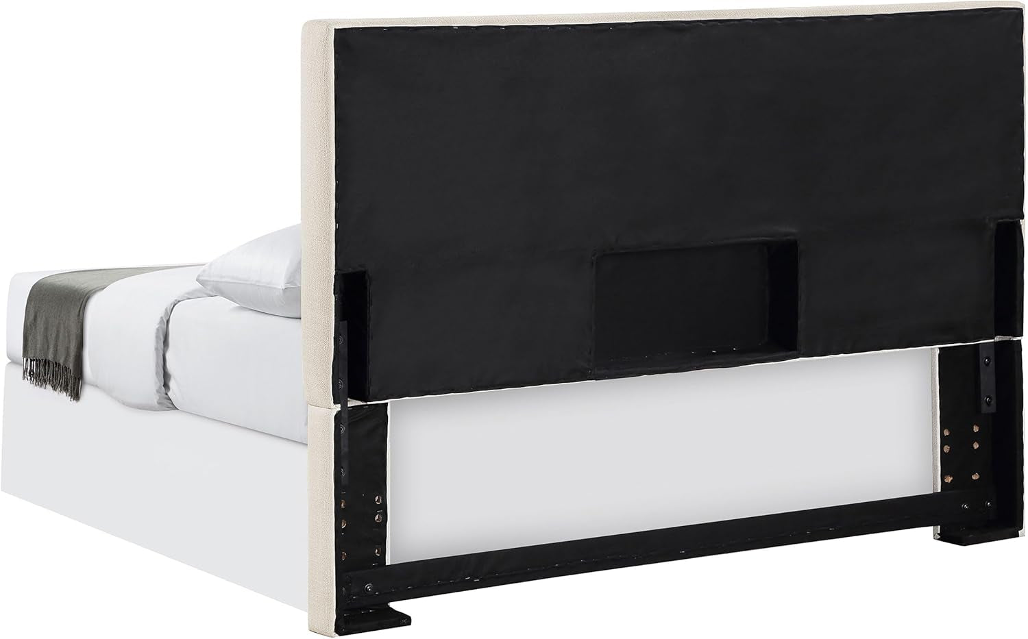 Home Furnishings - Pirro - Pine Wood - Upholstered Panel Headboard with Rectangular Profile, Smooth Edges, Foam Padding and Transitional Style - Bedroom - Queen/Full Size - Sand - 315980QF
