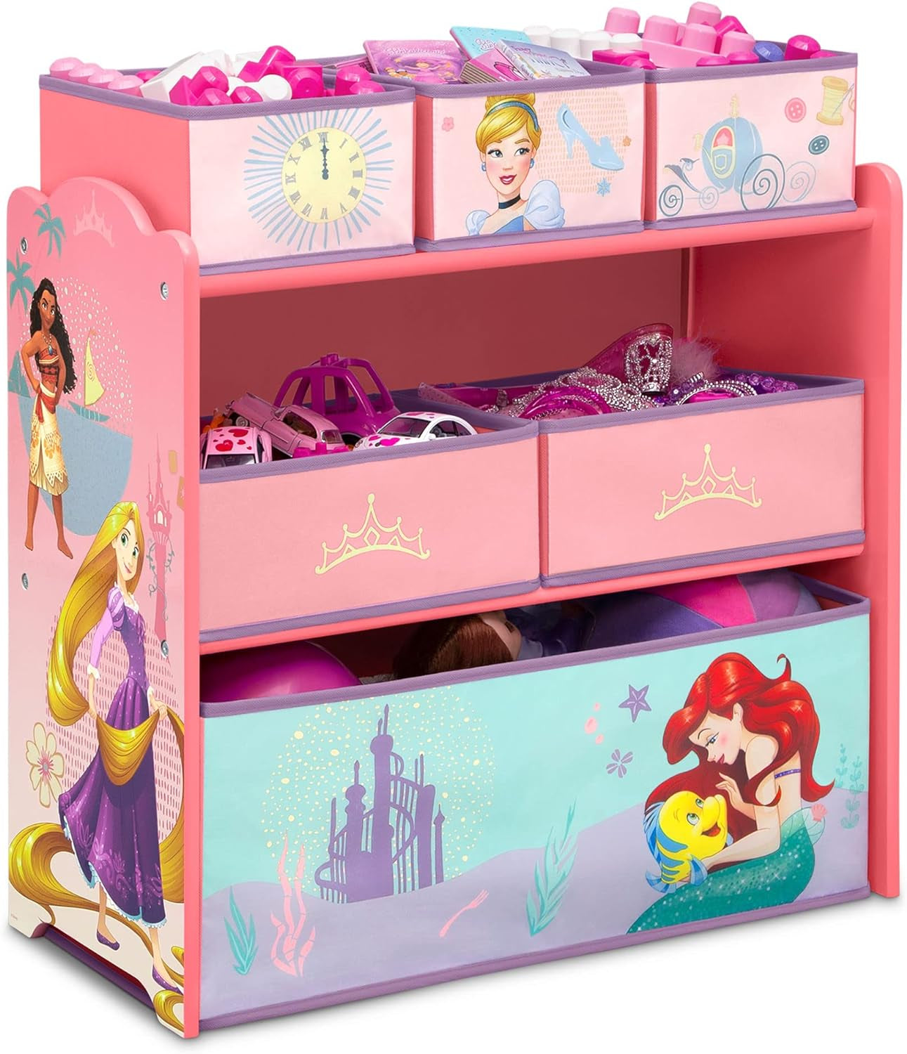 Design & Store 6 Bin Toy Storage Organizer, Disney Princess