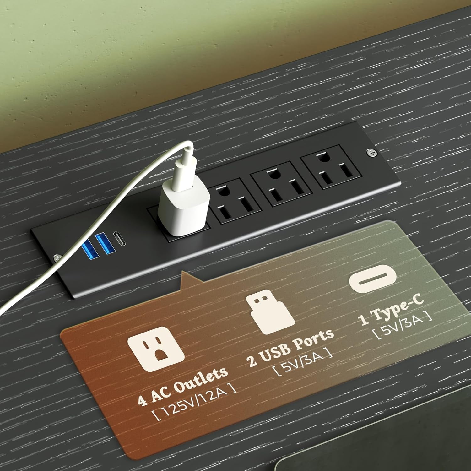 Dresser for Bedroom with Power Outlets and LED Lights, 7 Drawers TV Stand for 60 Inch TV, Console with Open Shelf, 55 Inches Wide Black, PU Leather