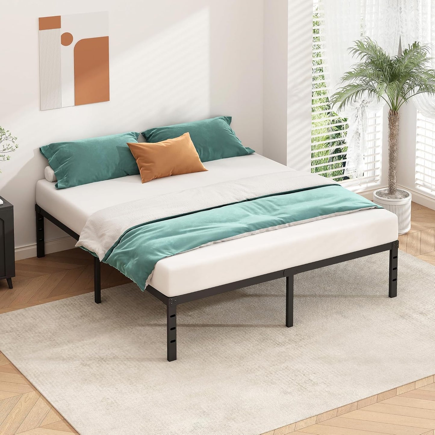 Metal Platform Bed Frame 14 Inch Tall,No Box Spring Needed,Full Size Bed with Heavy Duty Strong Support Slats,Easy to Assemble,Black