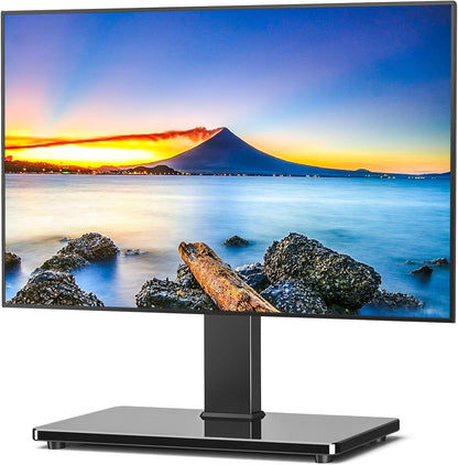 Universal Swivel TV Stand Table Top TV Stand for 32-65,70,75 Inch LCD LED TV up to 110 Lbs -Height Adjustable Center Pedestal Stand Replacement with Heavy Duty Tempered Glass Base