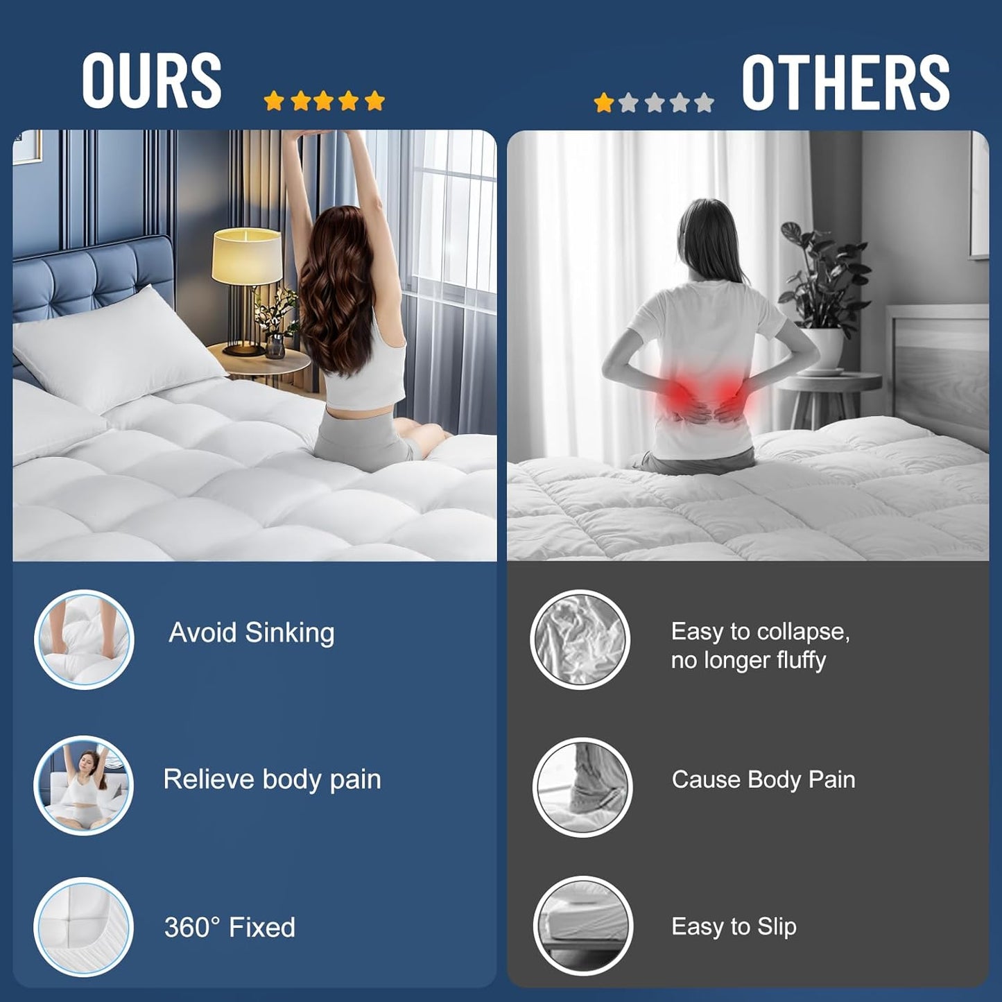 2 Inch Memory Foam Mattress Topper Queen Size for Back Pain Relief, Extra Soft Pillow Top Mattress Pad,Breathable Mattress Cover for Fluffy Shredded Memory Foam Filled,60X80 In