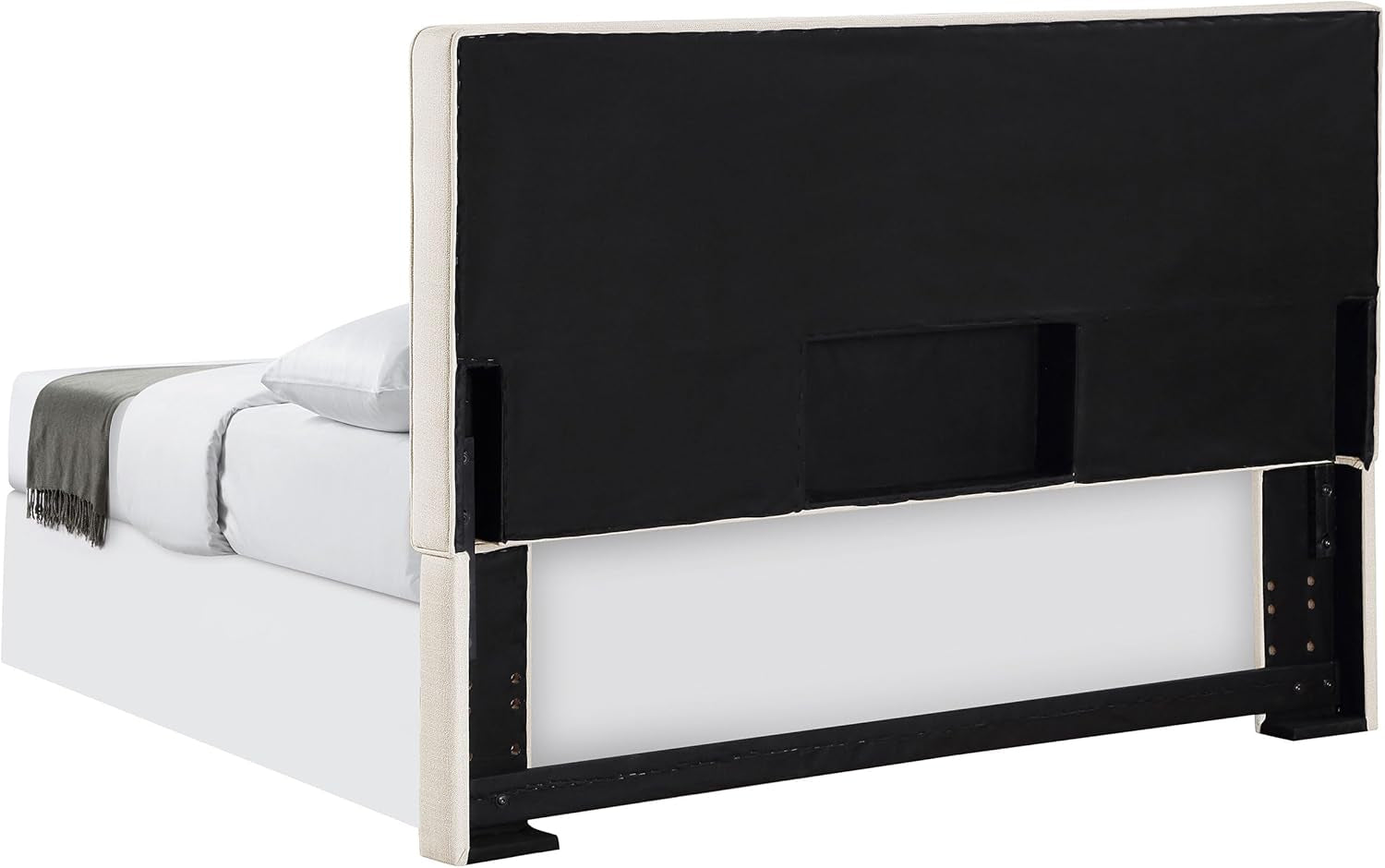 Home Furnishings - Kosmo - Pine Wood - Upholstered Panel Headboard with Self-Welt Details, Foam Padding and Transitional Style - Bedroom - Eastern/California King Size - Sand - 315993K