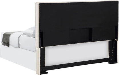 Home Furnishings - Kosmo - Pine Wood - Upholstered Panel Headboard with Self-Welt Details, Foam Padding and Transitional Style - Bedroom - Eastern/California King Size - Sand - 315993K
