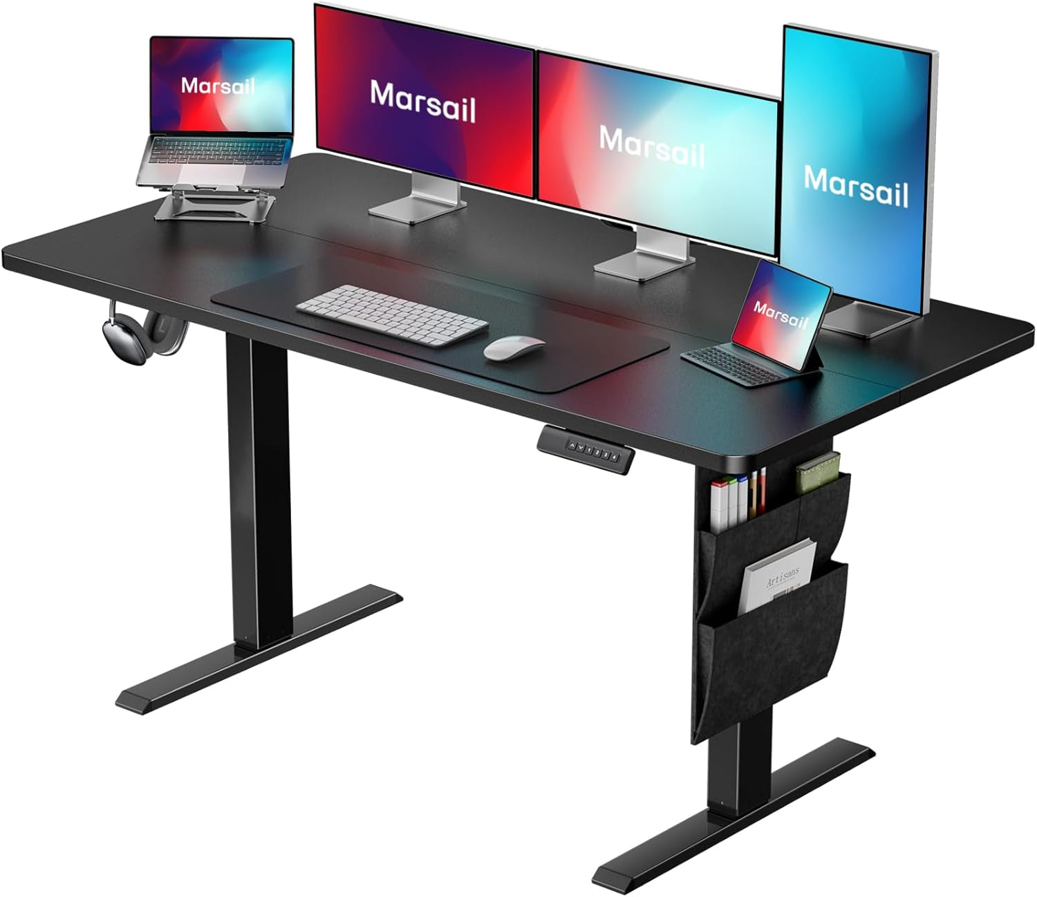 48X24 Electric Standing Desk - Adjustable Height Computer Desk with Memory Presets, Storage Bag & Cable Management for Home Office & Gaming Workstations