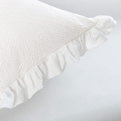 Pillow Shams Set of 2 Pure Cotton Champray Ruffled Edge,Thick and Solid Washed Dobby Heavy Fabric King 20X36 Inches