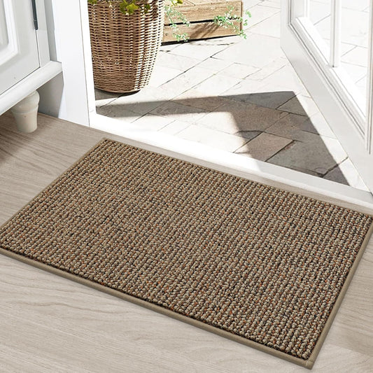 Dirt Trapper Door Mat 20" X 32", Non-Slip Washable Doormats Entrance Mat, Dirt Resistant and Absorbent Welcome Mat, Low Profile Floor Mats for Front Back Door and Entryway, Beige