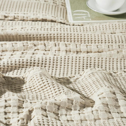 100% Cotton Waffle Weave Natural King Size Sham Set of 2 20X36, Decorative Throw Pillow Covers/Shams, Boho Farmhouse Bedroom Decor