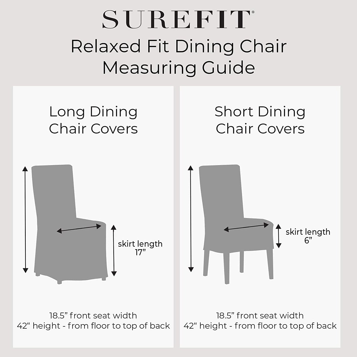 Home Decor Essential Twill Full Length Dining Room Chair One Piece Slipcover, Relaxed Fit, 100% Cotton, Machine Washable, White Color