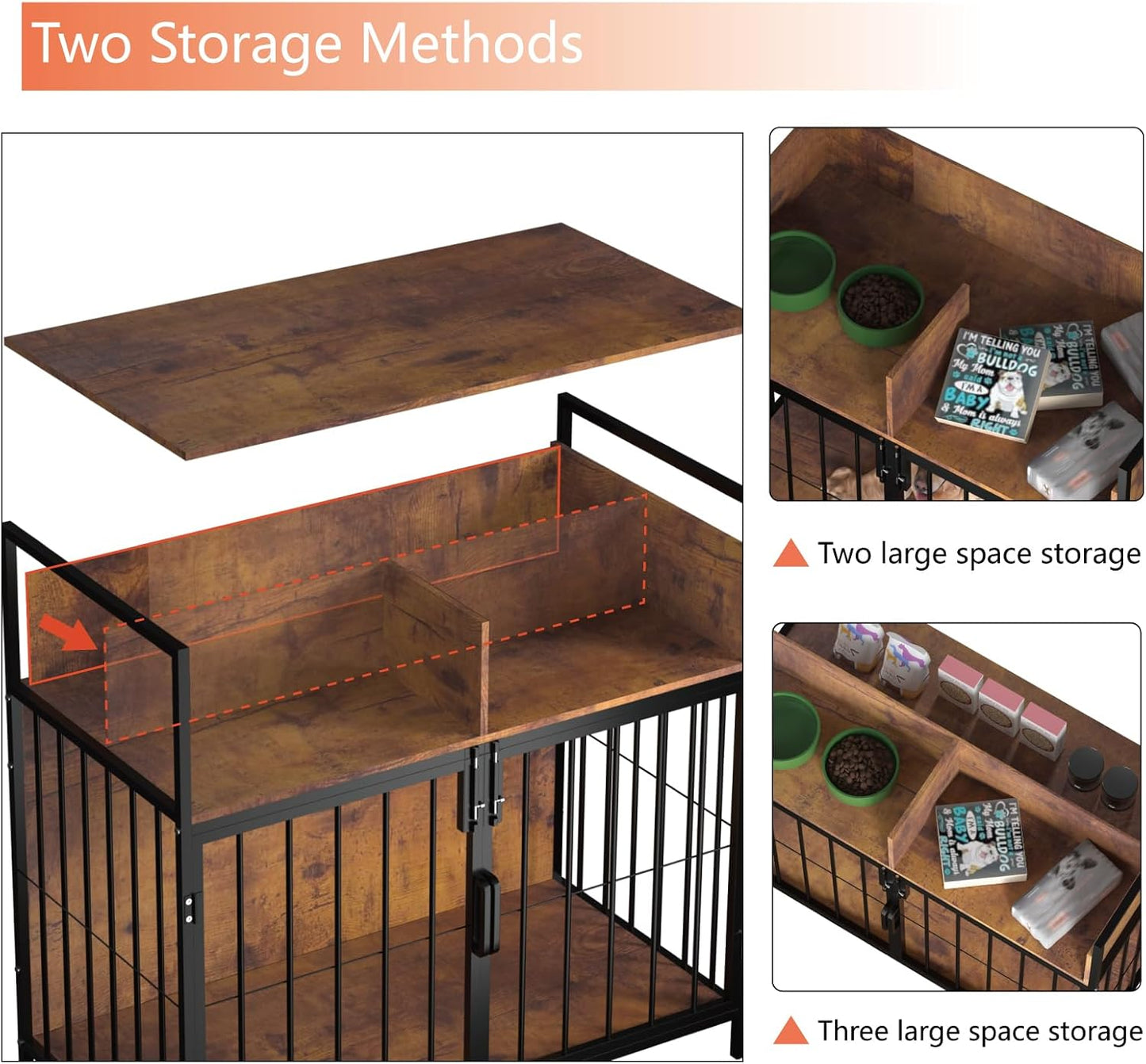 32/40 Inches Furniture Style Dog Crate for Medium Small Dog,Indoor Dog Kennels with Drawers Storage(Rustic Brown)