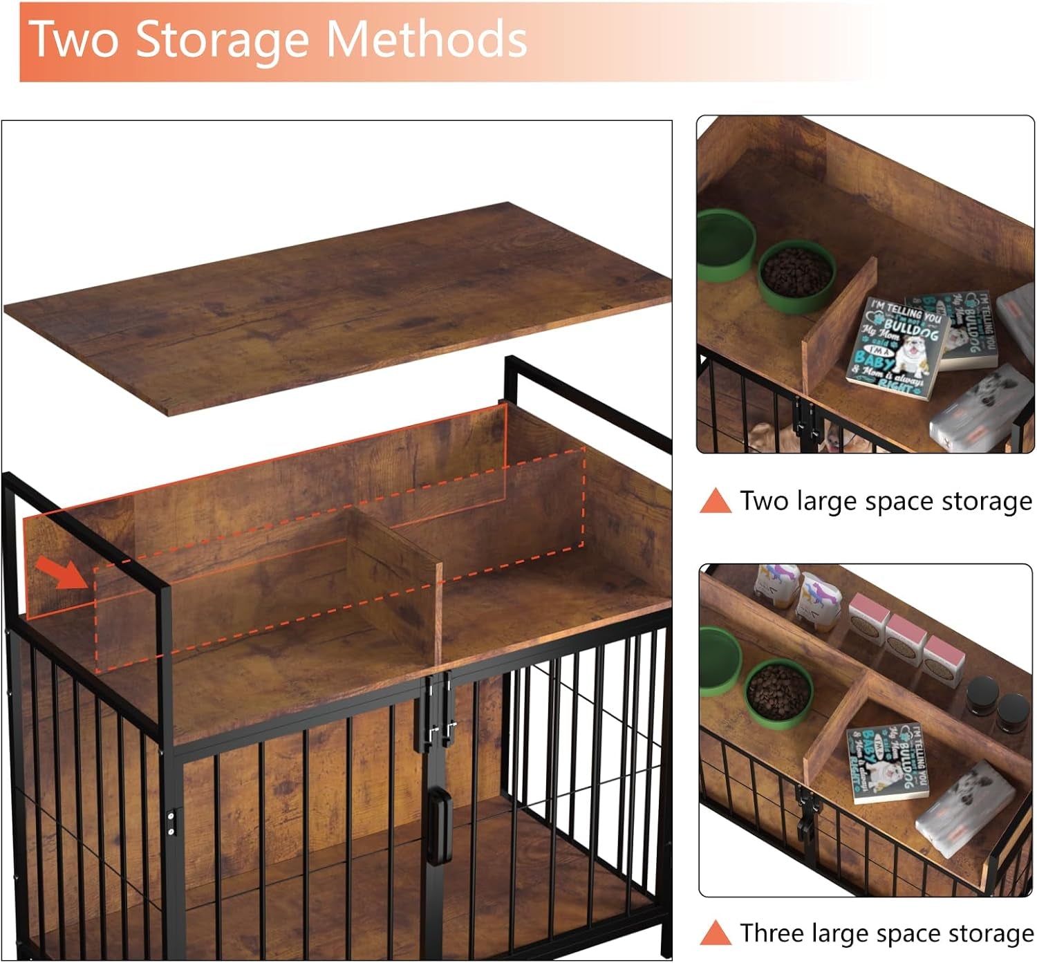 32/40 Inches Furniture Style Dog Crate for Medium Small Dog,Indoor Dog Kennels with Drawers Storage(Rustic Brown)