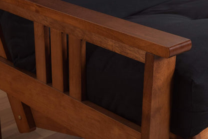 Monterey Futon Set, No Drawers, with Barbados Base and Suede Black Mattress