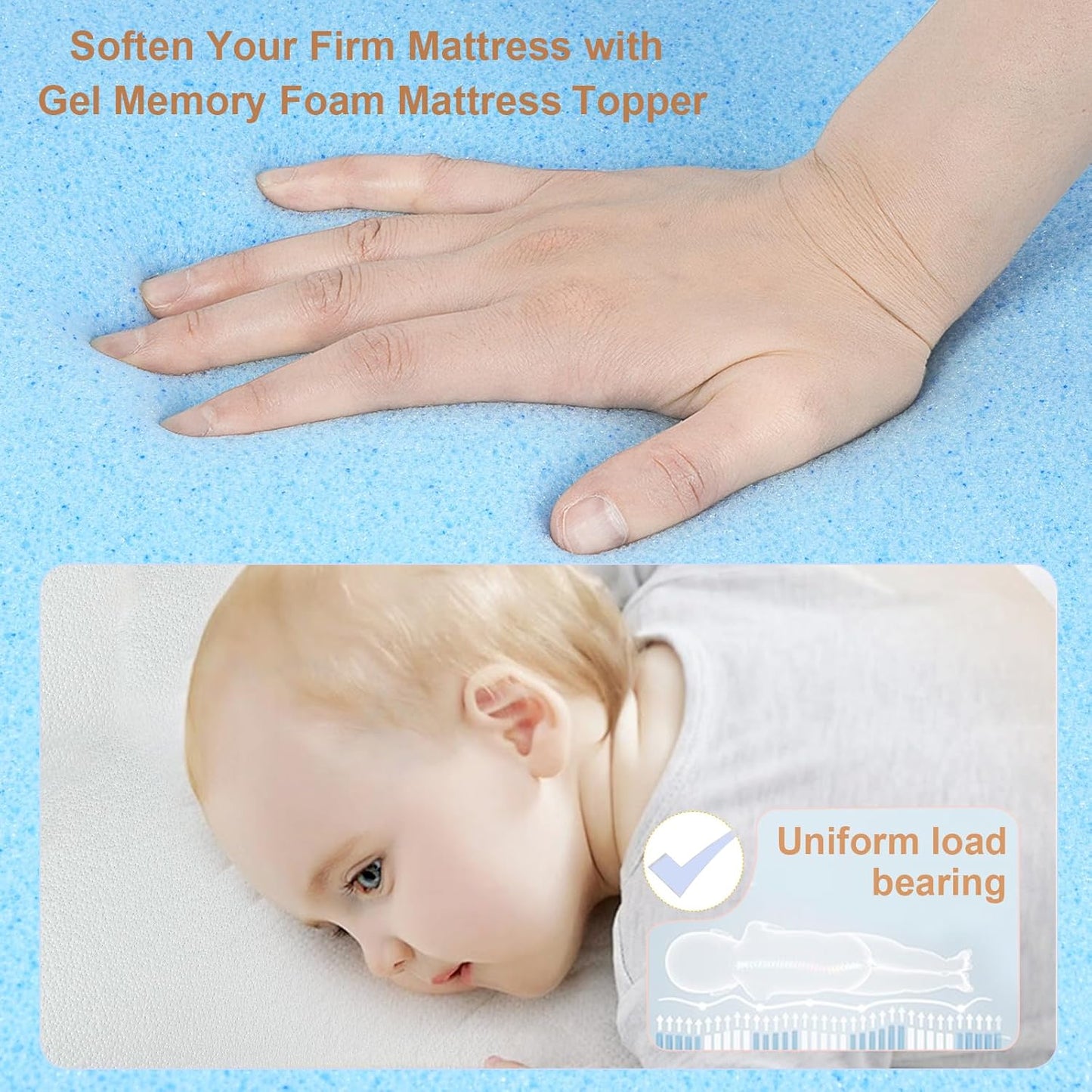 Baby Bassinet Mattress Pad, 33" X 20" Dual Sided Comfort Gel Memory Foam Mattress with Removable Breathable Soft Tencel Cover Fit for Baby Delight/Mika Micky/Koolerthings Bassinet