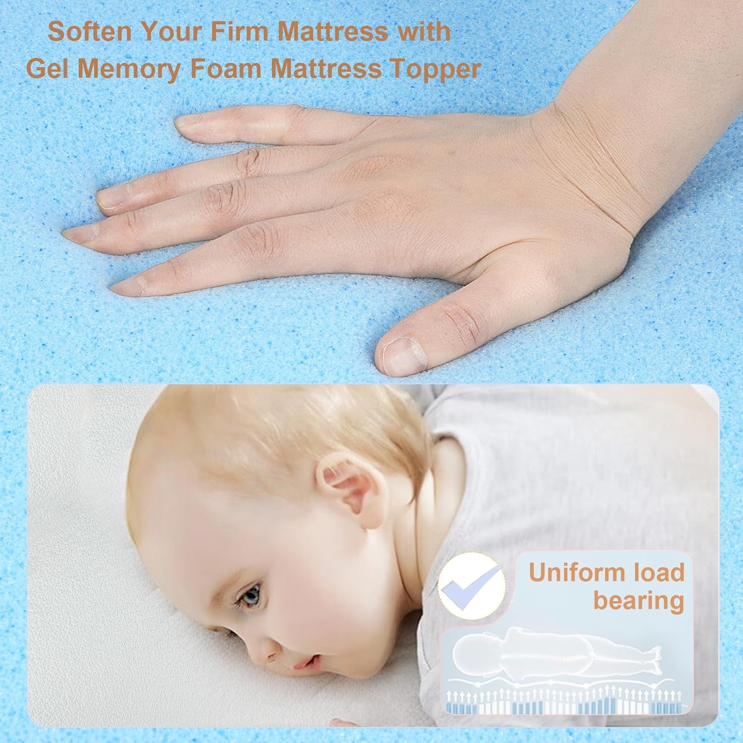 Baby Bassinet Mattress Pad, 33" X 20" Dual Sided Comfort Gel Memory Foam Mattress with Removable Breathable Soft Tencel Cover Fit for Baby Delight/Mika Micky/Koolerthings Bassinet