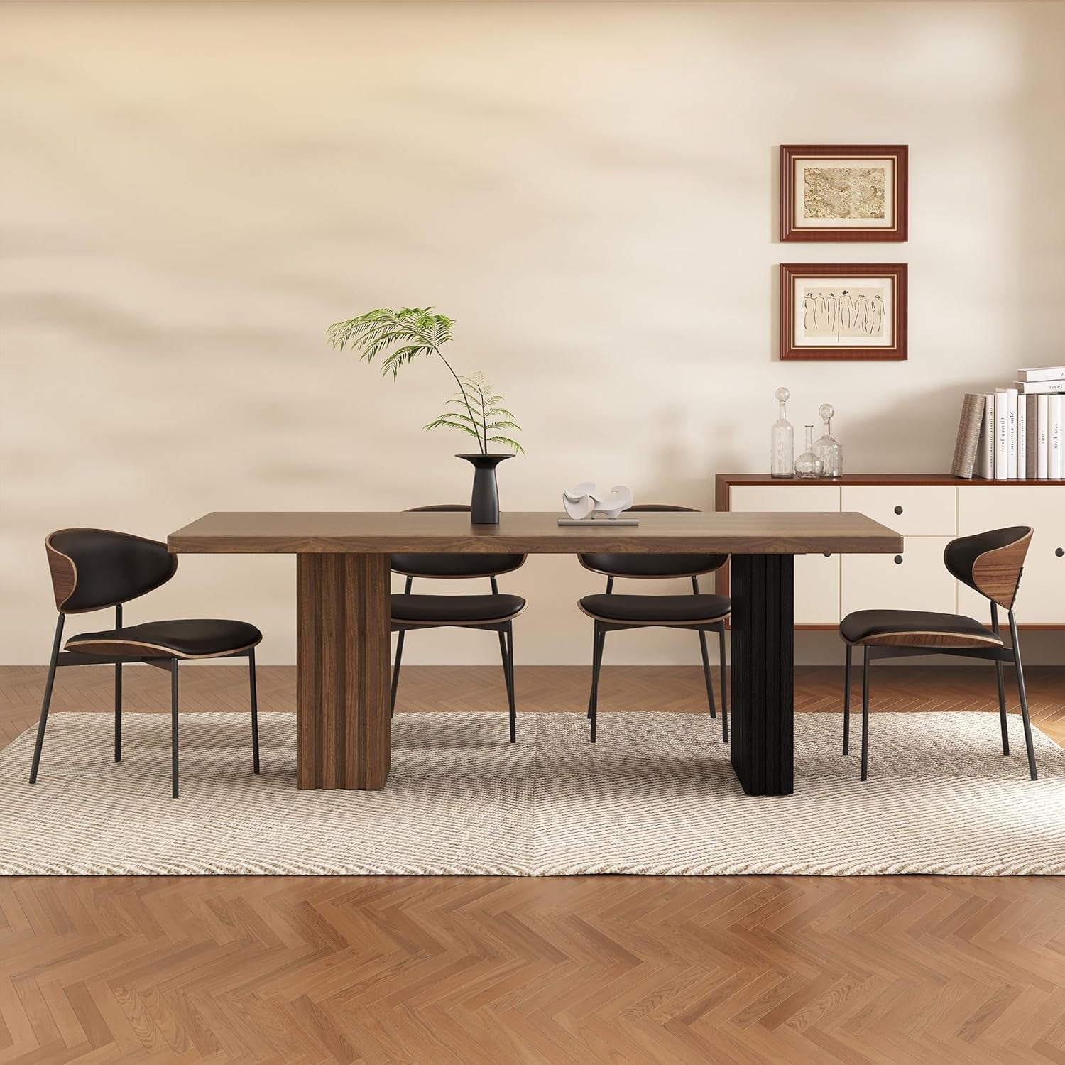 Mid-Century Modern 70.8" Dining Table, Versatile for Kitchen, Home Office, Living Room, Breakfast Nook, Outdoor Patio & Gaming, Ideal Dining Room & Work Desk, Walnut