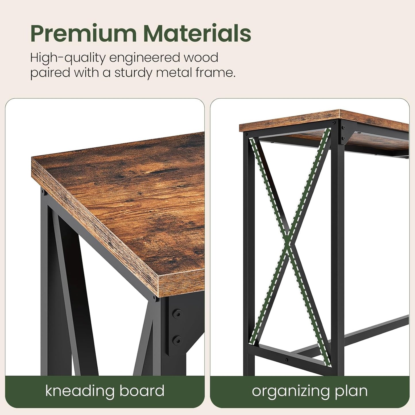 70.9'' Bar Table, Kitchen Dining Table with Power Outlet and Footrest, Industrial Style, for Pub, Living Room, Rustic Brown and Black TBT08UBF