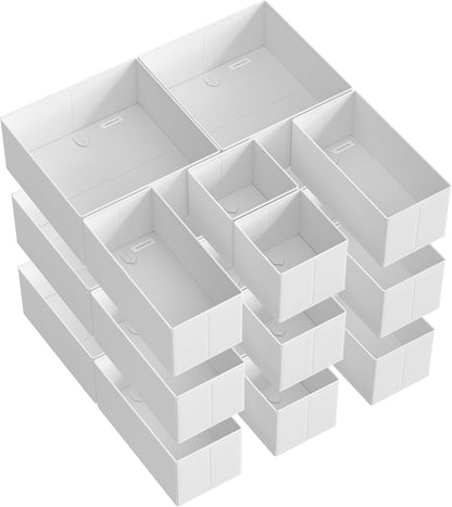 Drawer Organizers, Dresser Divider Organizers, Set of 18, Foldable Fabric Storage Boxes for Socks, Underwear, Bras, Ties, Scarves, Dove Gray URDZ006G05