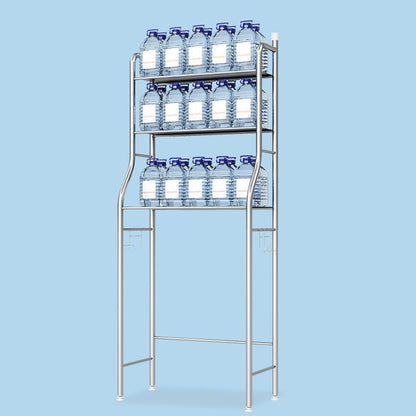 3-Tier over the Toilet Storage, Freestanding Metal Bathroom Shelves, above Toilet Storage Rack with Hooks and Paper Holder, Space-Saving, for Bathroom Restroom Laundry, White