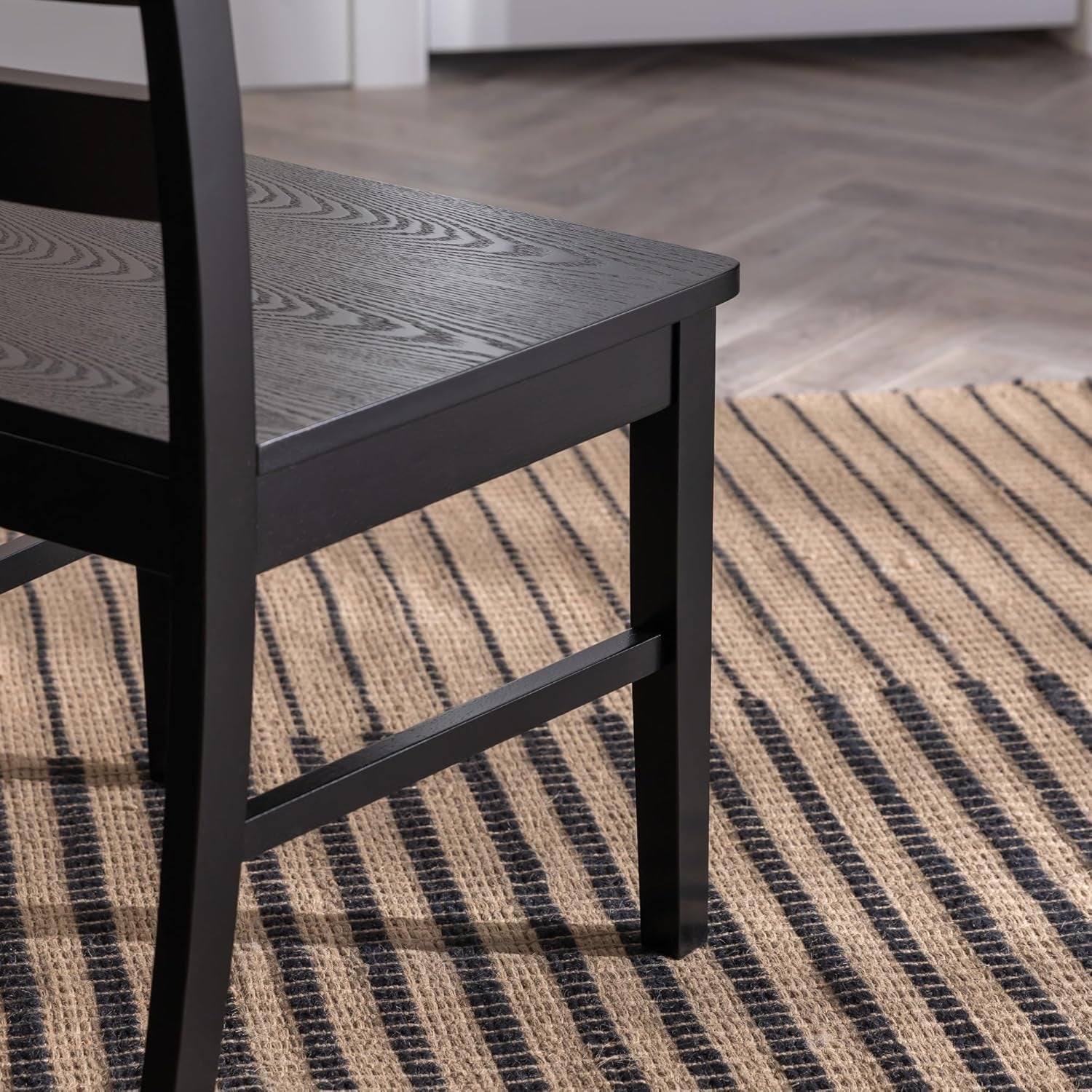 Modern Farmhouse Wood Armless Dining Room Chairs Kitchen, Set of 2, Black