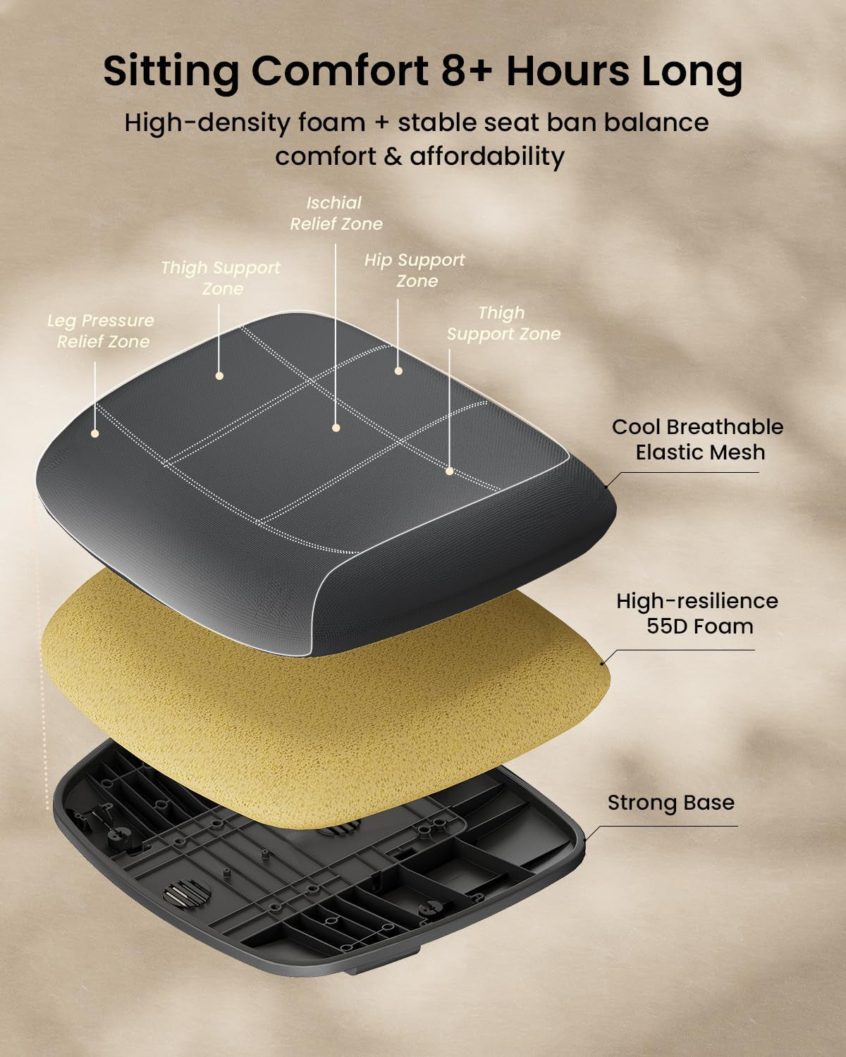 Ergonomic Office Chair – EC200 High-Back Mesh Computer Chair with Lumbar Support, 3D Adjustable Headrest & Sliding Seat for 8+ Hour Comfort, Big & Tall Home Office Desk Chairs - Black