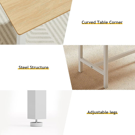43" Dining Room Table Chairs Set for 4, Modern Space Saving Kitchen Table with 2 Benches & Adjustable Feet Breakfast Table, Wooden Industrial Style Farmhouse, White