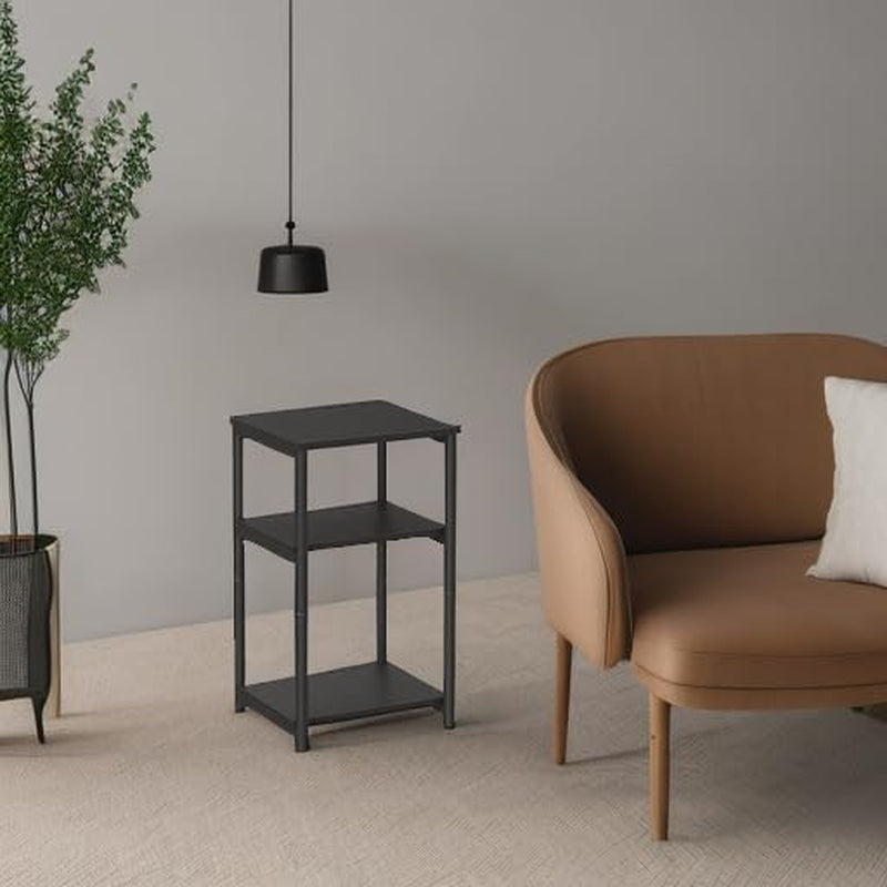 Side Table, Small End Table, Tall Nightstand for Living Room, Bedroom, Office, Bathroom, Classic Black ULET273B16