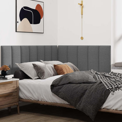 Upholstered Wall Mounted Headboard, 3D Soundproof Wall Panels Peel and Stick Headboard for Queen Size, Reusable and Removable Tufted Bed Headboards in Dark Grey(9 Panels, 10" X 24")