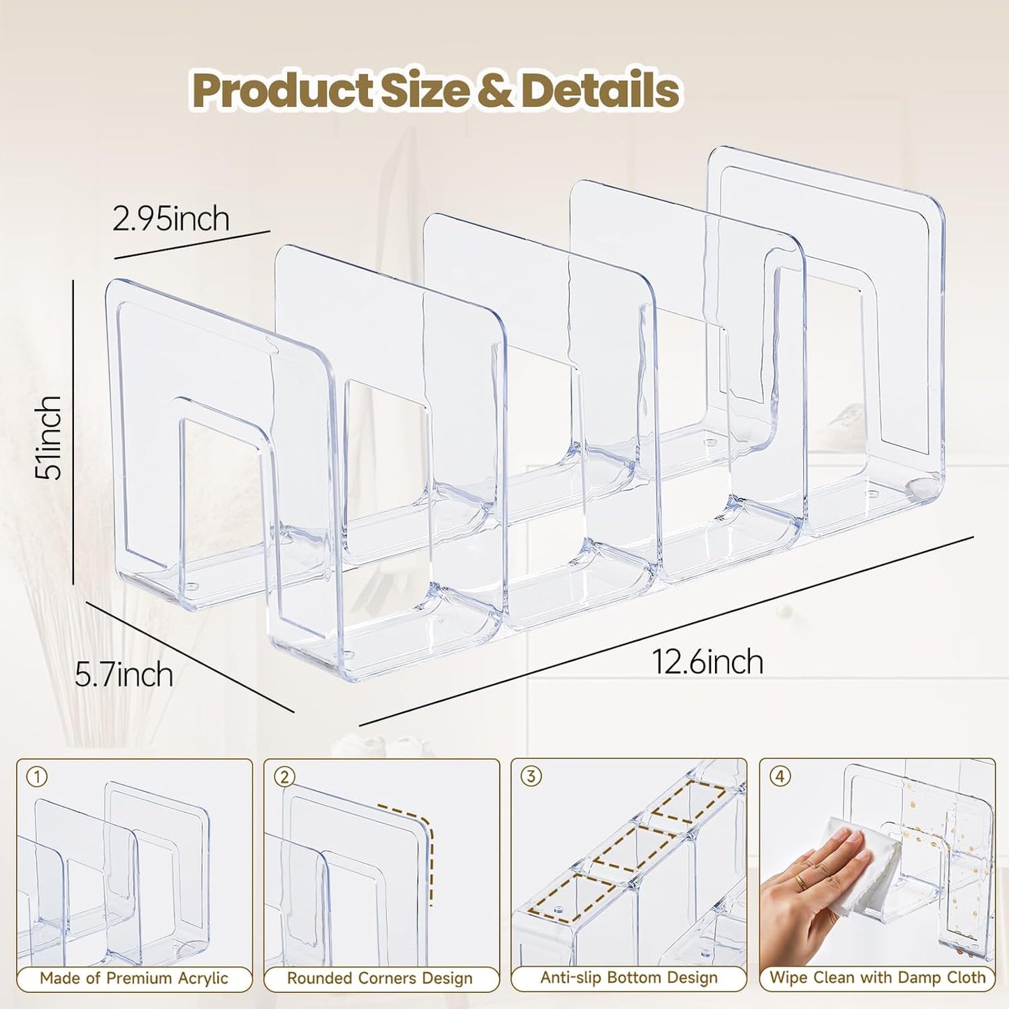 Clear Acrylic Kids Shoe Rack for Closet Organizers and Storage | 2 Pack Small Shoe Rack 4 Sections Toddler Baby Shoe Storage Organizer Stackable Shoe Shelf, Desk File Sorter Book Purse Organizer