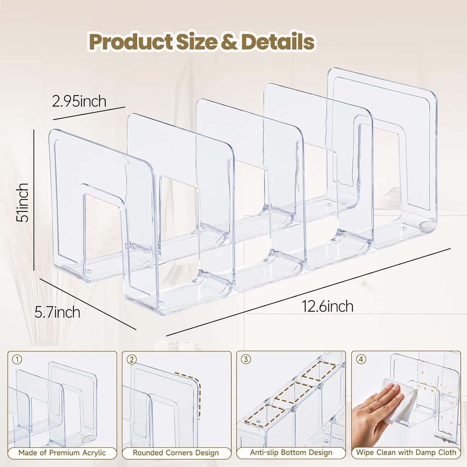 Clear Acrylic Kids Shoe Rack for Closet Organizers and Storage | 2 Pack Small Shoe Rack 4 Sections Toddler Baby Shoe Storage Organizer Stackable Shoe Shelf, Desk File Sorter Book Purse Organizer