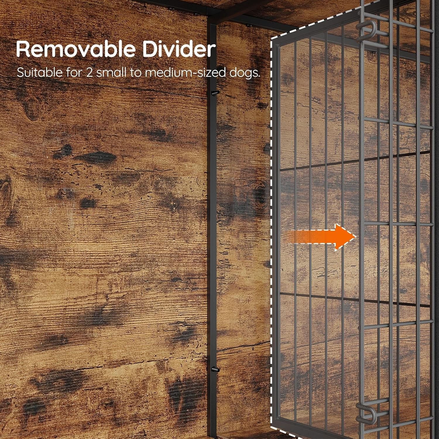 Dog Crate Furniture for 2 Dogs, 63" Large Double Dog Crate Furniture with Divider, Wooden Indoor Kennel TV Stand for Medium Large Dogs, Rustic Brown BF55GW03