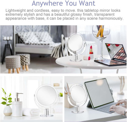 Vanity Makeup Mirror with Stand, 1X/15X Magnification Double Sided 360 Degree Swivel, Portable Table Desk Counter Top Magnifying Mirror, Tabletop Bathroom Shaving Mirror, 6.25 Inch