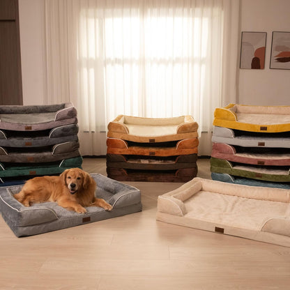 Orthopedic Dog Bed for Extra Large Dogs 42X30 Inch, Waterproof Egg Crate Foam XL Pet Bed with Removable Bolsters, Dog Couch with Washable Cover & Non-Slip Bottom, Grey