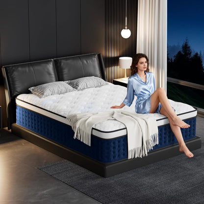 King Size Mattress, 14 Inch Hybrid King Mattress in a Box with Gel Memory Foam [New Version], Individually Pocket Coils Springs, Pressure Relief Motion Isolation, Edge Support, Medium Firm