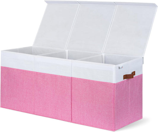 Extra Large Toy Storage Organizer with Lid - Sturdy, Collapsible Toy Chest Storage Box Design - Toys Bin with Dividers for Kids, Nursery, Bedroom, Playroom 37"X16"X14"