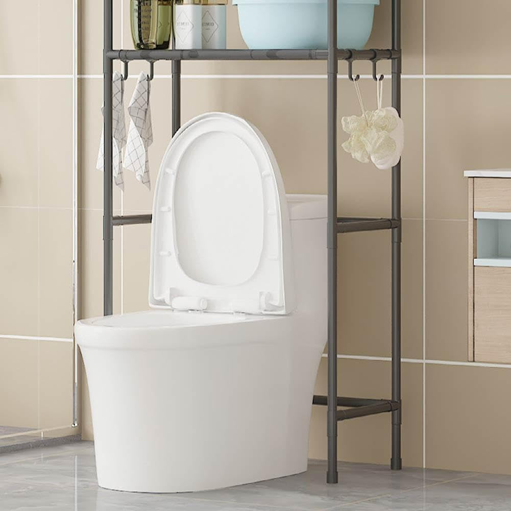 Over the Toilet Storage Shelf, 2 Tier Storage Cabinet over Toilet, Multifunctional over the Toilet Rack, Bathroom Organizer Freestanding Toilet Shelf Space Saver White Color