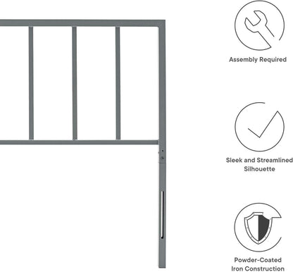 Tatum Modern Farmhouse Metal Queen Headboard in Black