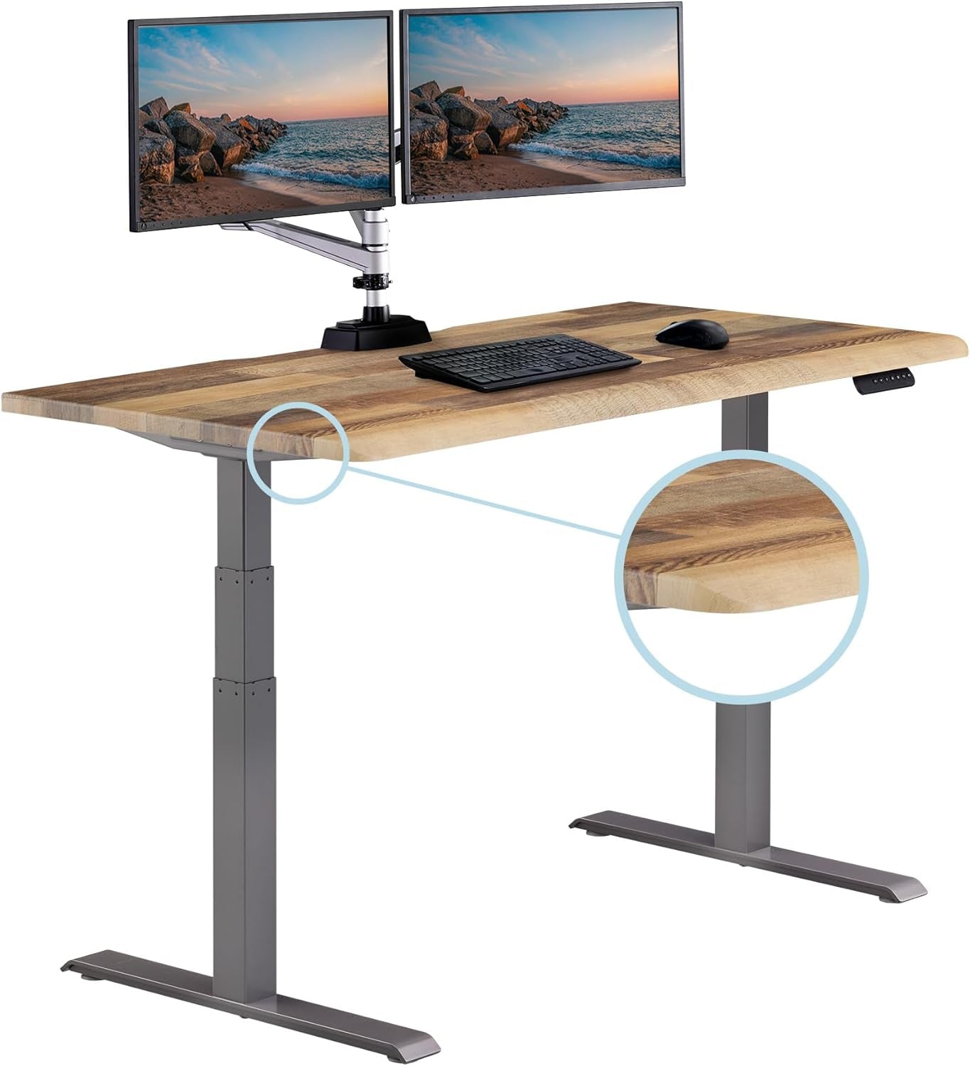 Comfortedge 60X30 Inch Adjustable Electric Standing Desk – Sit Stand desk with Memory Presets, Sloped Edge, 200 LB Capacity + Tool-Free Assembly (Reclaimed Wood)