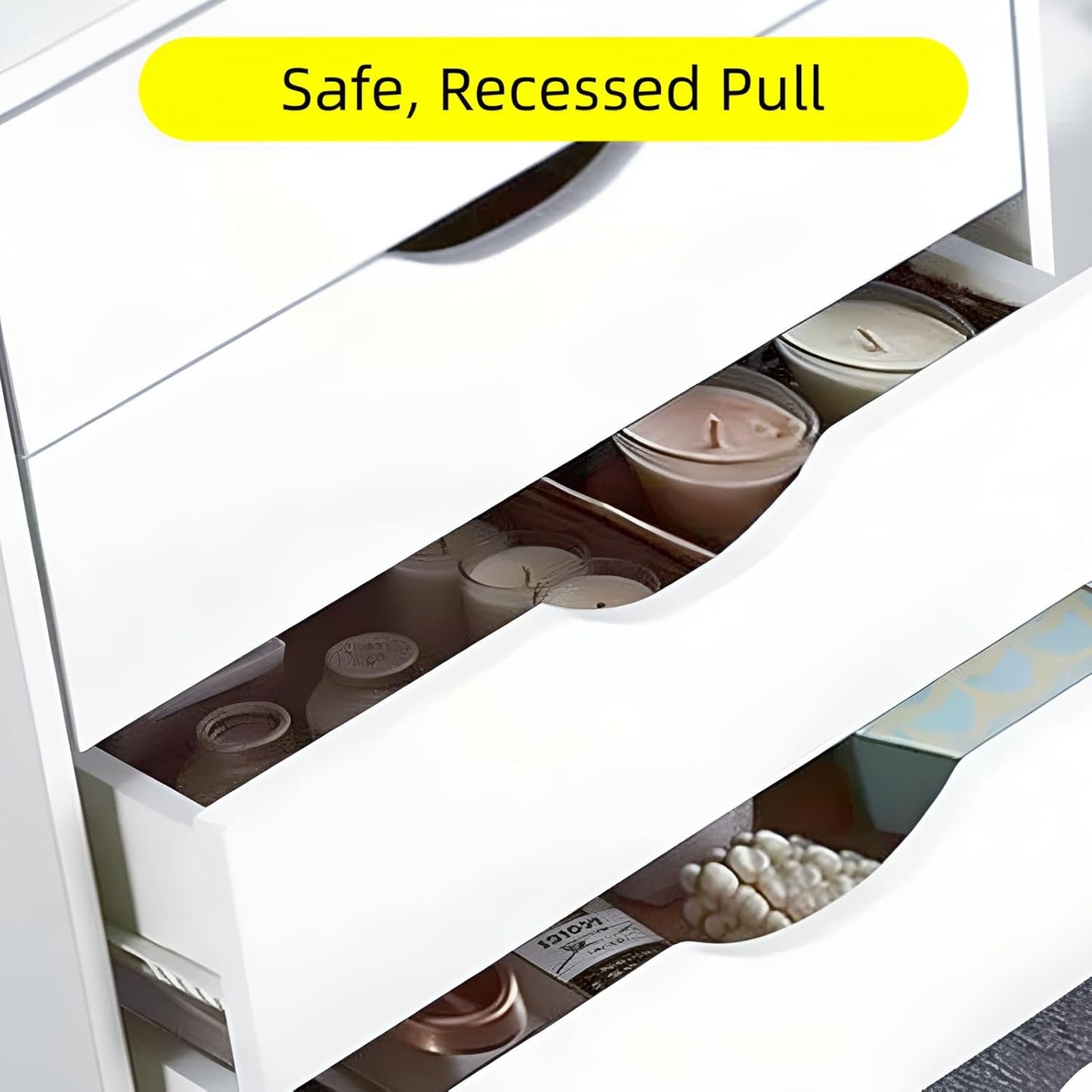 7-Drawer Organizer, Tall Chest of Drawers with Caster Wheels, Alex Drawers File for Home Office, White