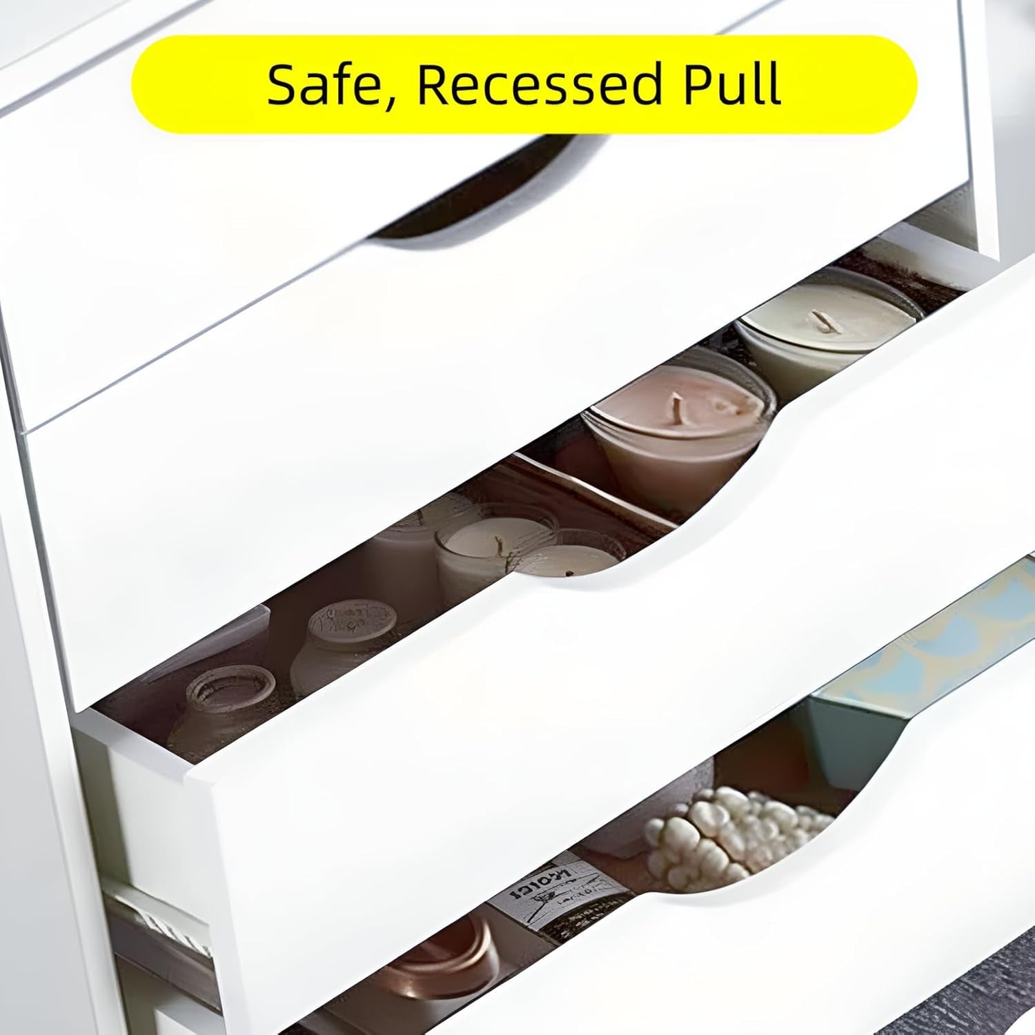 7-Drawer Organizer, Tall Chest of Drawers with Caster Wheels, Alex Drawers File for Home Office, White