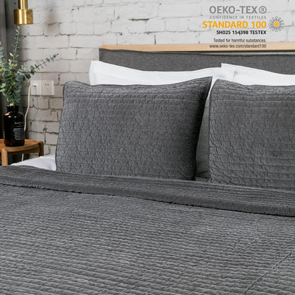 Bed Pillow Sham Royal Cotton Velvet Pic-Stitch Standard Pillow Sham - 20'' X 26'', Grey, 1 Piece