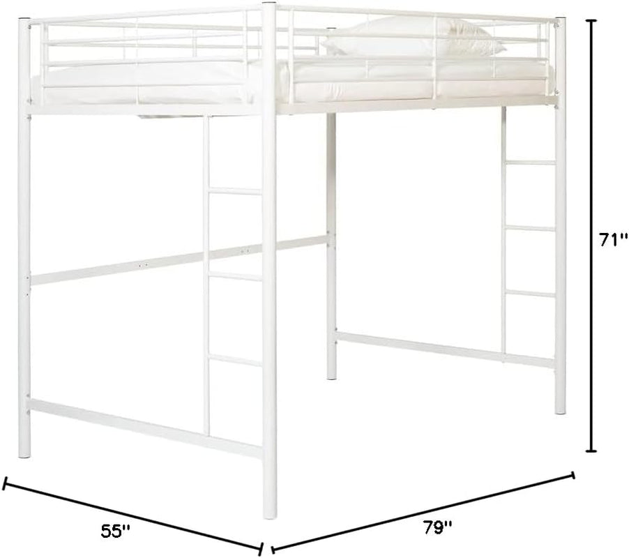 Timothee Urban Industrial Metal Double over Loft Bunk Bed, Full Double, White