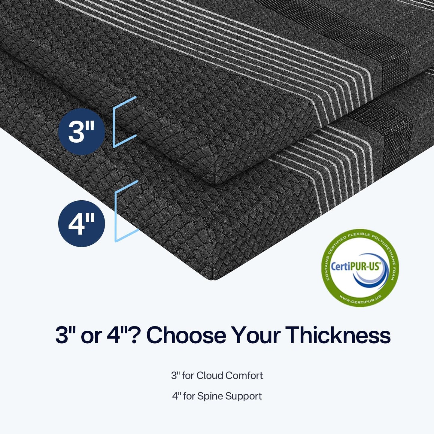 4 Inch Firm Mattress Topper Queen, Extra Firm Memory Foam Mattress Topper for Back Pain, Copper-Infused Cooling Gel Bed Topper with Washable Cover & Non-Slip Base, Certipur-Us Certified