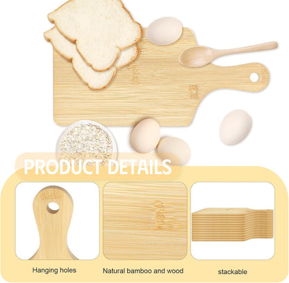 25 PCS Cutting Board Bulk Wood Chopping Board Laser Engraving Serving Board with Handle Charcuterie Boards for Customized Mother'S Day Housewarming Gift 11" X 5" Bamboo
