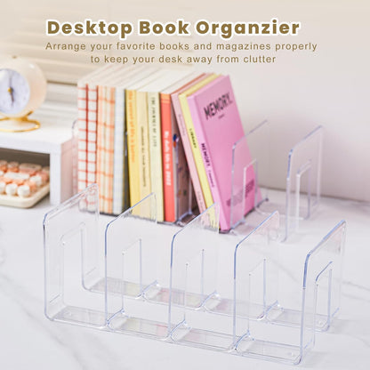 Clear Acrylic Kids Shoe Rack for Closet Organizers and Storage | 2 Pack Small Shoe Rack 4 Sections Toddler Baby Shoe Storage Organizer Stackable Shoe Shelf, Desk File Sorter Book Purse Organizer
