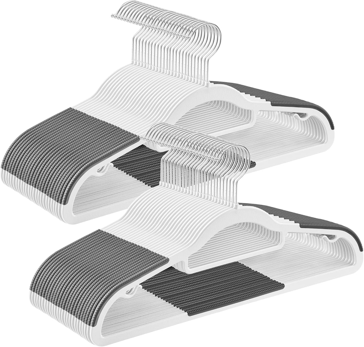 Pack of 30 Coat Hangers, Space-Saving Plastic Clothes Hangers, Non-Slip, 0.2 Inches Slim, 16.5 Inches Wide, 360° Swivel Silver Hook, Light and Dark Gray UCRP20G30