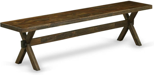 XB777 X-Style Modern Dining Room Bench with Wooden Seat, 72X15X18 Inch, Multi-Color