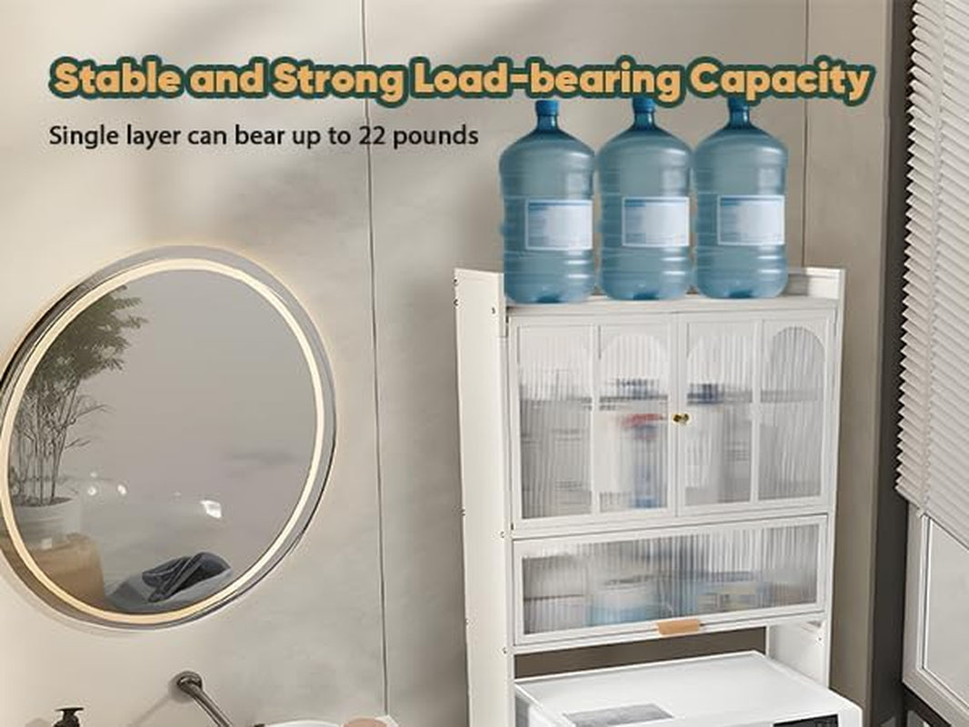 3-Tier over the Toilet Storage, White Bathroom Organizer over Toilet Easy to Assemble, Freestanding Storage Bathroom Shelves