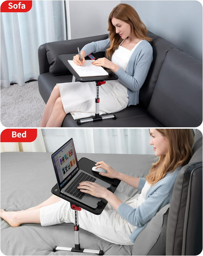 Laptop Desk Table,  Adjustable Laptop Stand, Portable Lap Desks with Foldable Legs, Notebook Standing Breakfast Tray Reading Desk for Sofa Couch Bed Floor (Black,Medium Size)