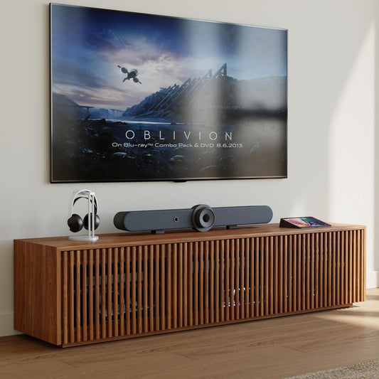 Full Assembled Mid Century Modern TV Stand, Wood Slatted Media Console for 65 Inch TV, Entertainment Center with Storage for Living Room, Low Cabinet with Removable Shelves