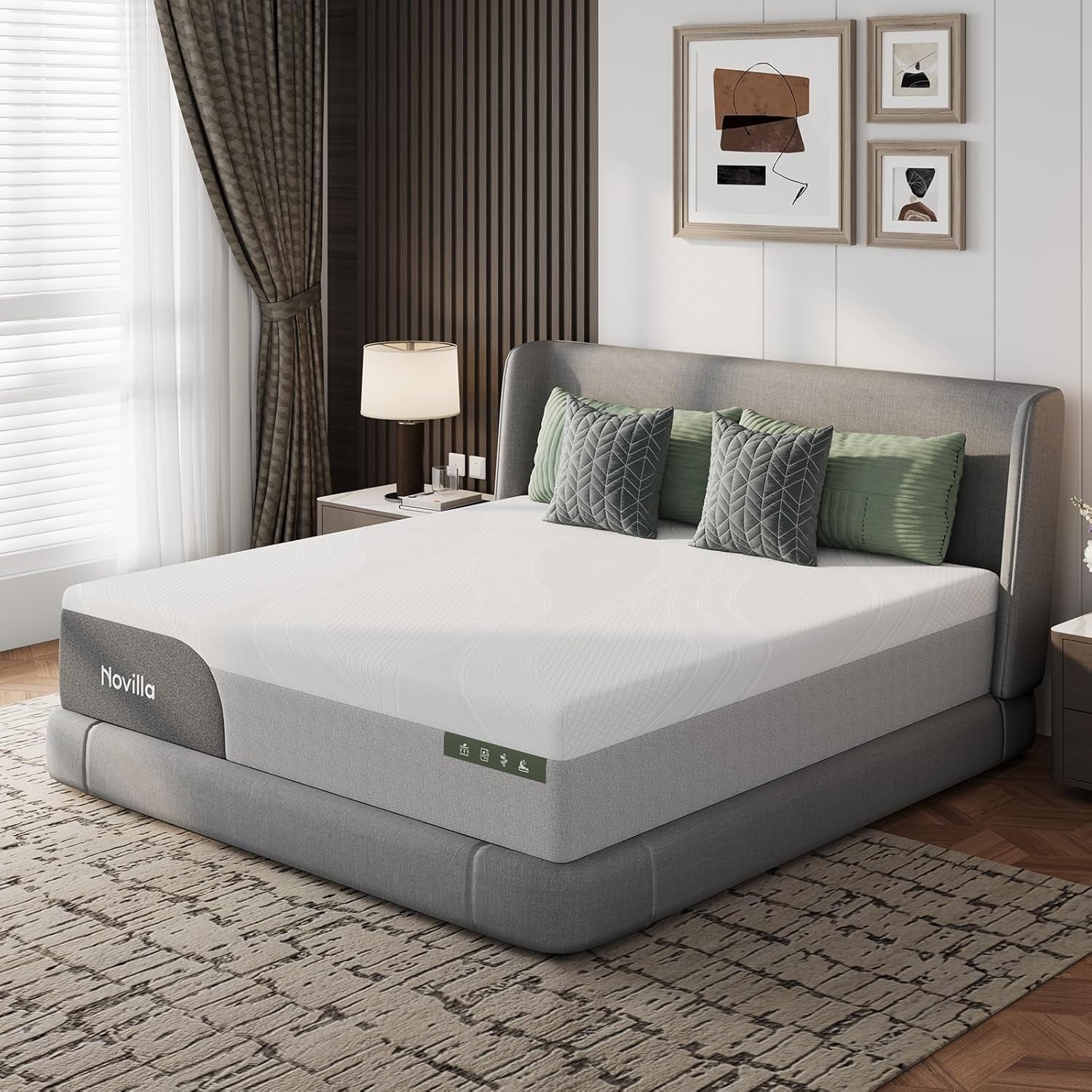 Queen Mattress 14 Inch, Gel Queen Memory Foam Mattress in a Box with Cool-Touch Nylon Cover for Cooling Night Sleep, Pain Relief & Spinal Support with Comfort Foam, Certipur-Us Certified